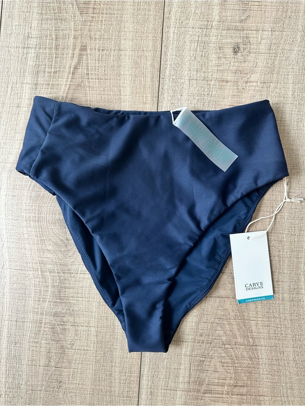 Carve Designs Navy High-Rise Bikini Bottom - Solid Navy NWT Size Medium